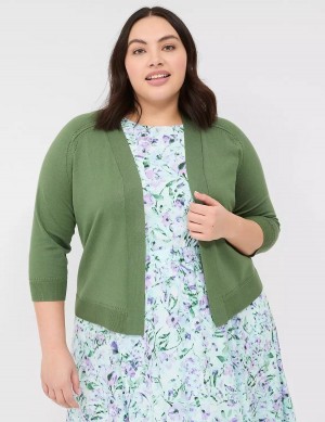 Lane Bryant 3/4-Sleeve Open-Front Shrug Women Sweaters Brown Green | FMQ9223ZH