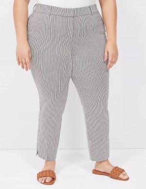 Lane Bryant 4-Season Slim Ankle Women Pants Black Stripes | EOL9285VU