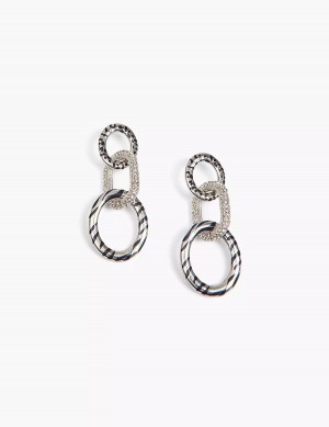 Lane Bryant Animal Print-Link Women Earrings Silver | RPY1313QM