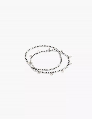 Lane Bryant Beaded Stretch Women Anklet Silver | BTR1878ZZ