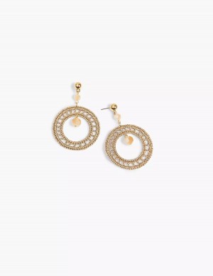 Lane Bryant Beaded Woven Filigree Drop Women Earrings Gold | DQJ6218LA