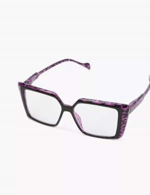 Lane Bryant Black & Purple Cheetah Print Cateye Reading Women Glasses Purple | OGD7333CD