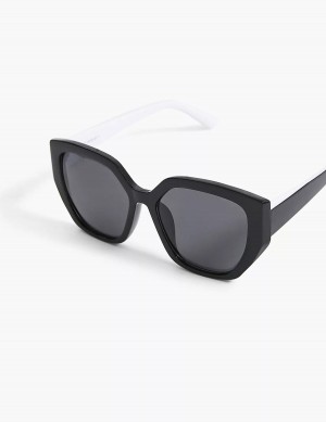 Lane Bryant Black & White Cateye Women Sunglasses Black | SSA8460OQ