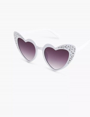 Lane Bryant Bling Heart Women Sunglasses White | YJS674CE