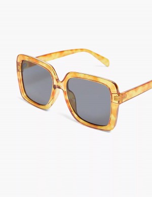 Lane Bryant Blonde Tortoiseshell Print Square Women Sunglasses Yellow | UGH2757LH