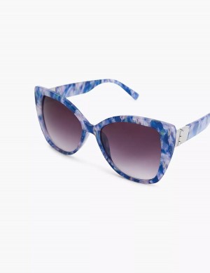 Lane Bryant Blue Marble Cateye Women Sunglasses Blue Multicolor | TXA5645AH