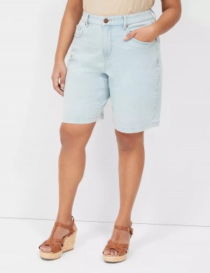 Lane Bryant Boyfriend Fit Bermuda Jean Women Shorts Light Blue | QPF537LS