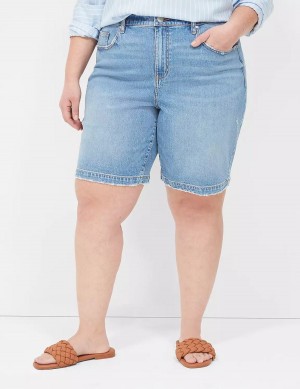 Lane Bryant Boyfriend Fit Bermuda Jean Women Shorts Blue | XYO192SN