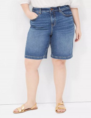 Lane Bryant Boyfriend Fit Bermuda Jean Women Shorts Blue | MUL144JS