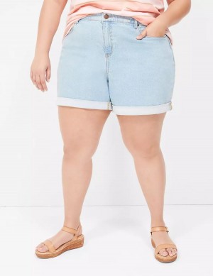 Lane Bryant Boyfriend Fit Midi Jean Women Shorts Light Blue | JXA5458OV