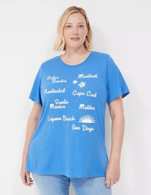 Lane Bryant Cities Graphic Tee Women T Shirts Blue | DSM872GG