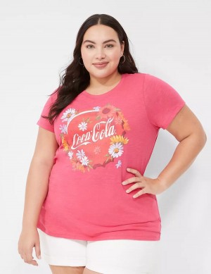 Lane Bryant Coca-Cola Graphic Tee Women T Shirts Pink | LRP8528FT