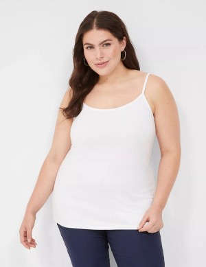 Lane Bryant Cotton Cami Women Tank Top White | MIE1271RY