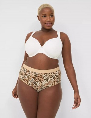 Lane Bryant Cotton High-Leg With Wide Waistband Women Briefs Beige | FGV344LE