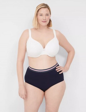 Lane Bryant Cotton High-Waist With Wide Waistband Women Briefs Blue | MZB7792CE