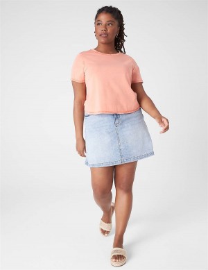 Lane Bryant Crop Crew-Neck Washed Tee Women T Shirts Orange | HEQ7157CA