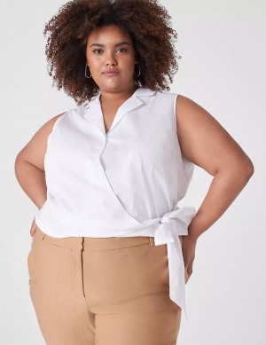 Lane Bryant Crop Sleeveless Full-Wrap Top Women T Shirts White | JHM9777LL