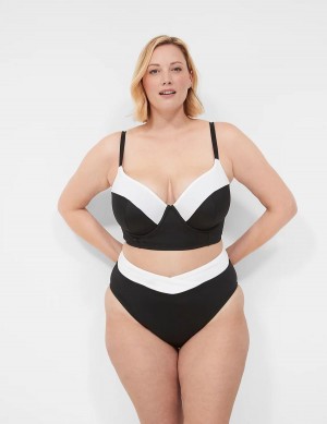 Lane Bryant Cross-Over Waistband Swim Women Briefs Black | GZM6079LK