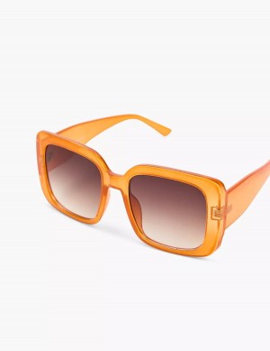 Lane Bryant Crystal Orange Square Women Sunglasses Orange | HJV529BM