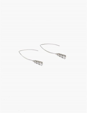 Lane Bryant Crystal Wire Drop Women Earrings Silver | HVR6694AN