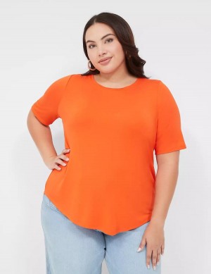 Lane Bryant Curved-Hem Perfect Sleeve Tee Women T Shirts Light Red | VHH8881JI