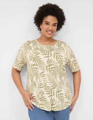 Lane Bryant Curved-Hem Perfect Sleeve Tee Women T Shirts Green | HFV6050QA