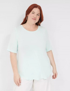 Lane Bryant Curved-Hem Perfect Sleeve Tee Women T Shirts Light Green | DHH3998UX