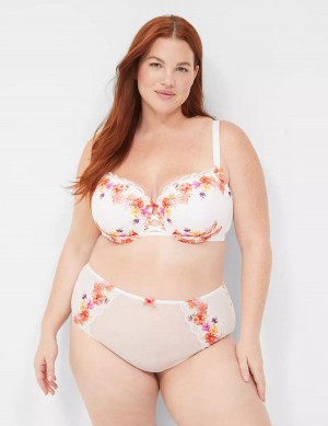 Lane Bryant Digital Print Lace Boost Women Balconette Bra White | WVY646IV