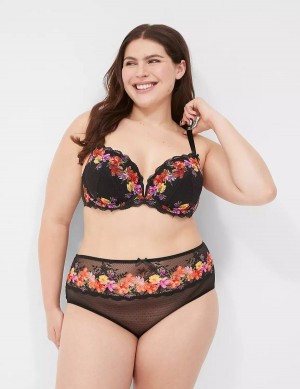 Lane Bryant Digital Print Lace Lightly Lined V-Wire Women Bralettes Black | ATE2798UU