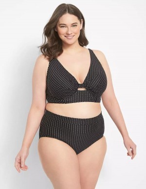 Lane Bryant Dot Texture Swim Women Briefs Black | YEO6139ZB