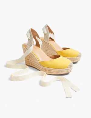 Lane Bryant Dream Cloud Ankle-Tie Espadrille Women Wedge Sandals Yellow | PHJ8847VY