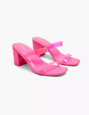 Lane Bryant Dream Cloud Double-Band Low Block Heel Women Heels Sandals Pink | YIV8633RM