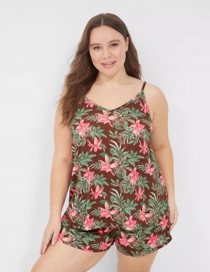 Lane Bryant Dreamy Cool Cami & Short PJ Set Women Pajamas Green Multicolor | SPM10010LV