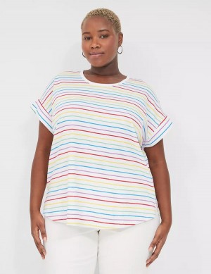 Lane Bryant Easy Roll-Sleeve Tee Women T Shirts Stripes | JOJ8070SD