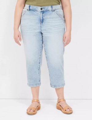 Lane Bryant Elastic Back-Waist Boyfriend Capri Women Jeans Light Blue | RLP6172NO