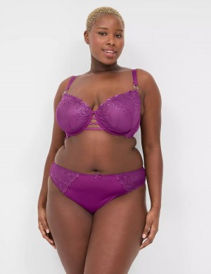 Lane Bryant Embroidered French Women Briefs Purple | HMU7088WJ