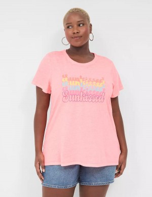 Lane Bryant Embroidered Sunkissed Graphic Tee Women Tank Top Light Coral | XMP1999IE