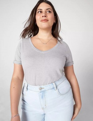 Lane Bryant Essential V-Neck Tee Women Tank Top Light Grey | OFC4826TG