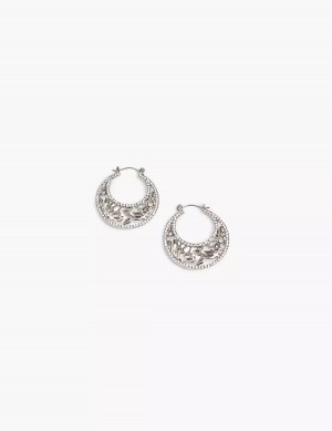 Lane Bryant Filigree Women Hoop Earrings Silver | FXN4827TE