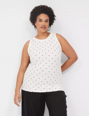 Lane Bryant Fitted High-Neck Rib Women Tank Top White | VAR8829DU