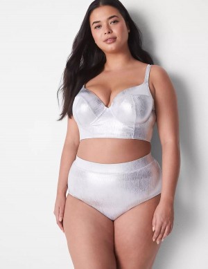 Lane Bryant Foil Swim Women Briefs Silver | HLC8511CM