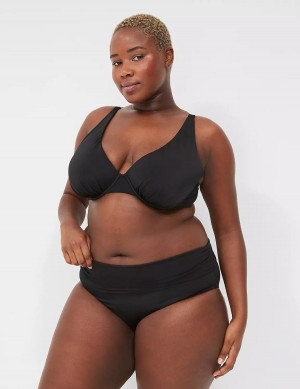 Lane Bryant Foldover-Waist Swim Women Briefs Black | JZW7510OC