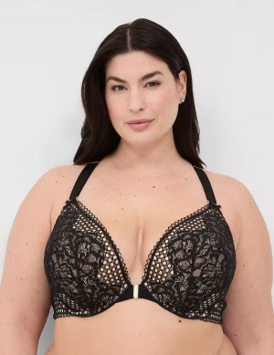 Lane Bryant Front-Close Boost Plunge Women Bralettes Black | LLS6997TS