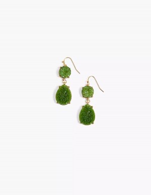 Lane Bryant Green Druzy Drop Women Earrings Gold | HUG4118QI