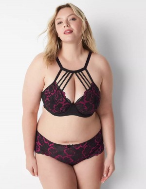 Lane Bryant High-Neck Lightly Lined Women Balconette Bra Black | JBP9448PB