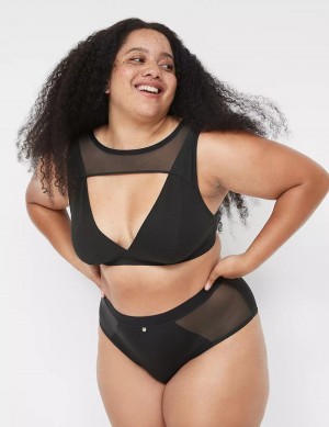 Lane Bryant High Apex With Mesh Overlay Women Bralettes Black | GHW5136AI