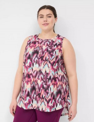 Lane Bryant LIVI Crew-Neck V-Back Recycled LIVI Soft Women Tank Top Red Multicolor | LZV8997NI