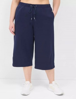 Lane Bryant LIVI French Terry Relaxed Straight Capri Women Pants Navy | PRR4264BZ