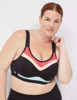 Lane Bryant LIVI High-Impact Wicking Underwire Women Sports Bra Black | PBT275NQ