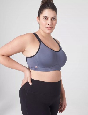 Lane Bryant LIVI High-Impact Wicking Underwire Women Sports Bra Grey Black | CSY214QB